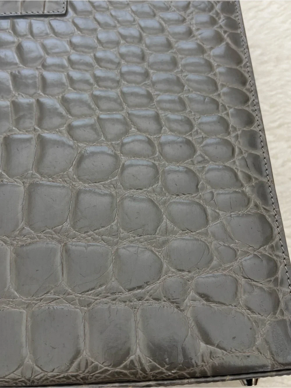 Giorgio Fedon 1919 Gray Croc-Embossed Business Large Satchel/Tote Bag